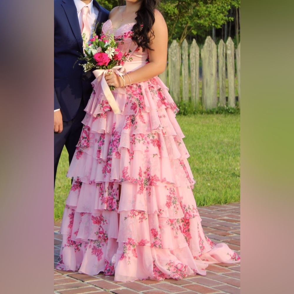 Pink Floral prom dress